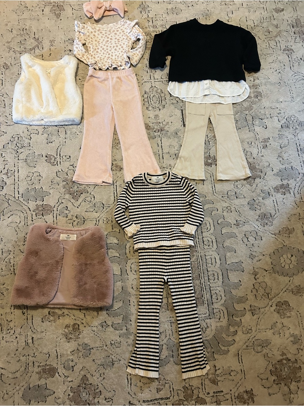 Girls' Mixed Outfit Bundle - Pink, Cream, Black